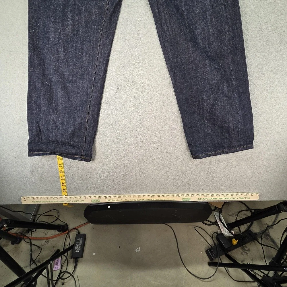 Beslow Jeans Mens Selvedge Blue Baggy Wide Leg Pleated Loose Hip Hop‎ Fits 26x26